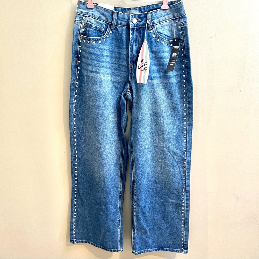 Cali 1850 studded wide leg jeans size 5